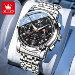 OLEVS Mens Watch Sports Multifunctional Moon Phase Quartz Wristwatch S