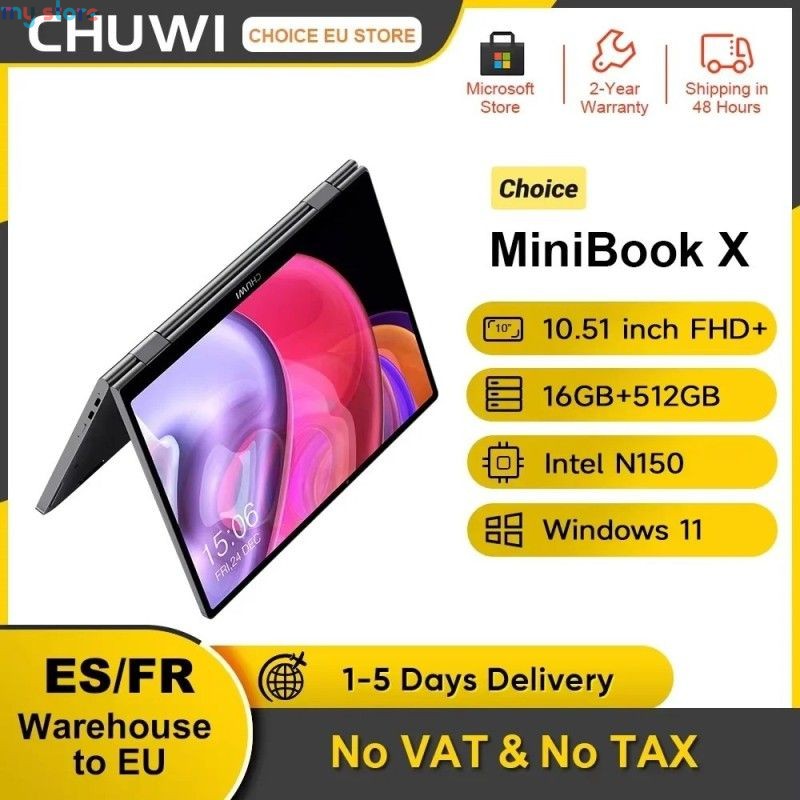 CHUWI MiniBook X N150 Laptop 10.51 Inch 16GB RAM 512GB SSD 2-in-1 Yoga Mode Intel Windows 11 Notebook 360° Flipable WiFi 6 [prod