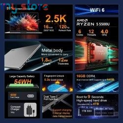 Ninkear A15 Pro Laptop AMD Ryzen 5, 16“ 120Hz 2.5K Display Screen 16GB 1TB Fingerprint Unlock Notebook Office Computer [product.