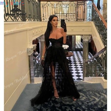 Sexy Tiered A Line Dresses Evening 2026 Strapless High Side Slit Women's Formal Evening Gowns Customized فساتين سهر [product.bra