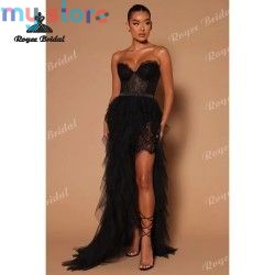 Sexy Tiered A Line Dresses Evening 2026 Strapless High Side Slit Women's Formal Evening Gowns Customized فساتين سهر [product.bra