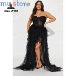 Sexy Tiered A Line Dresses Evening 2026 Strapless High Side Slit Women's Formal Evening Gowns Customized فساتين سهر [product.bra