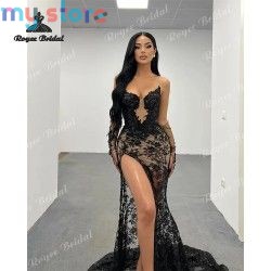 Black Sexy Lace Mermaid Dresses Evening 2026 Sweetheart High Side Slit Women's Formal Evening Gowns فساتين سهرات [product.brand]