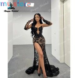 Black Sexy Lace Mermaid Dresses Evening 2026 Sweetheart High Side Slit Women's Formal Evening Gowns فساتين سهرات [product.brand]
