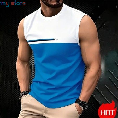 Summer Men's Casual sleeveless T-shirt Plus Size Simple O-Neck tank tops Clothing Outdoor Breathable 3D Printed Mens casual vest