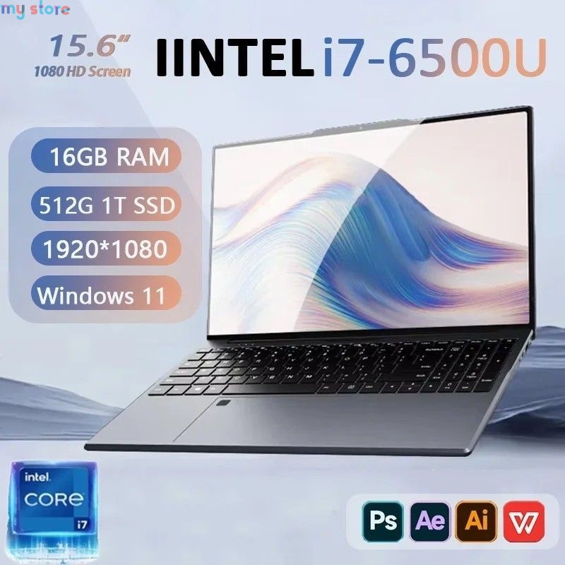 15.6 Inch HD Windows 11 Intel Core I7-6500U Laptop Computer 16GB RAM 1TB 2TB SSD Portable Notebook WiFi 5 Gaming laptops [produc