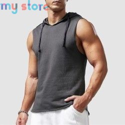 1pcs Summer Men's Tank Tops Male Solid Color Vest Sleeveless Tees For Male Hooded Man Vests Tops Hip Hop Men Tank Top T shirt [p