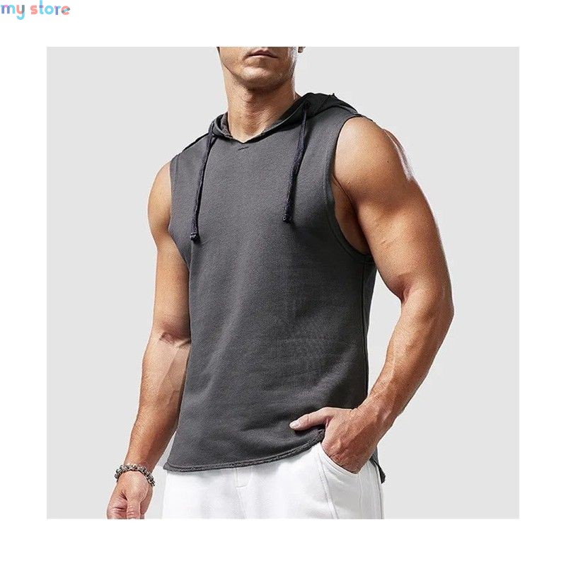 1pcs Summer Men's Tank Tops Male Solid Color Vest Sleeveless Tees For Male Hooded Man Vests Tops Hip Hop Men Tank Top T shirt [p
