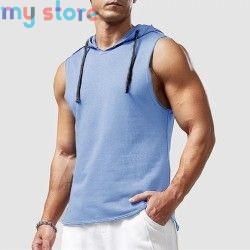 1pcs Summer Men's Tank Tops Male Solid Color Vest Sleeveless Tees For Male Hooded Man Vests Tops Hip Hop Men Tank Top T shirt [p