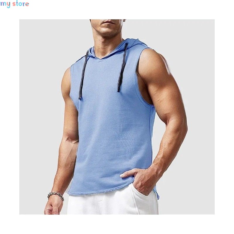 1pcs Summer Men's Tank Tops Male Solid Color Vest Sleeveless Tees For Male Hooded Man Vests Tops Hip Hop Men Tank Top T shirt [p