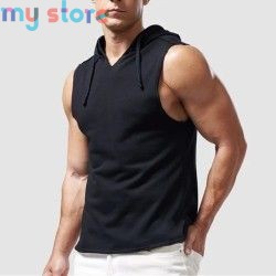 1pcs Summer Men's Tank Tops Male Solid Color Vest Sleeveless Tees For Male Hooded Man Vests Tops Hip Hop Men Tank Top T shirt [p