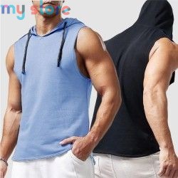 1pcs Summer Men's Tank Tops Male Solid Color Vest Sleeveless Tees For Male Hooded Man Vests Tops Hip Hop Men Tank Top T shirt [p