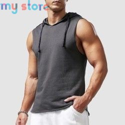 1pcs Summer Men's Tank Tops Male Solid Color Vest Sleeveless Tees For Male Hooded Man Vests Tops Hip Hop Men Tank Top T shirt [p