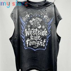 Vintage SAINT Guns N Roses Washed T-Shirts High Quality Dirty Soil Spray Hand Worn Tank Top T Shirt Tee Tops [product.brand] 3 -