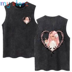 Hot Sale Karol G Bichota Music Album Washed Tank Tops Hip Hop Fashion Men Women Breathable Cozy Cotton Oversized Sleeveless Tees