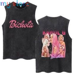 Hot Sale Karol G Bichota Music Album Washed Tank Tops Hip Hop Fashion Men Women Breathable Cozy Cotton Oversized Sleeveless Tees