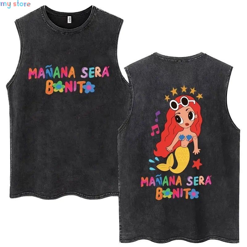 Hot Sale Karol G Bichota Music Album Washed Tank Tops Hip Hop Fashion Men Women Breathable Cozy Cotton Oversized Sleeveless Tees