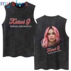 Hot Sale Karol G Bichota Music Album Washed Tank Tops Hip Hop Fashion Men Women Breathable Cozy Cotton Oversized Sleeveless Tees
