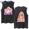 Hot Sale Karol G Bichota Music Album Washed Tank Tops Hip Hop Fashion Men Women Breathable Cozy Cotton Oversized Sleeveless Tees