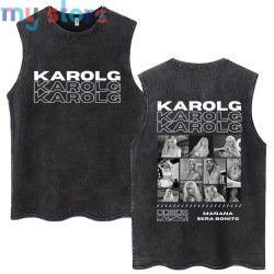 Hot Sale Karol G Bichota Music Album Washed Tank Tops Hip Hop Fashion Men Women Breathable Cozy Cotton Oversized Sleeveless Tees