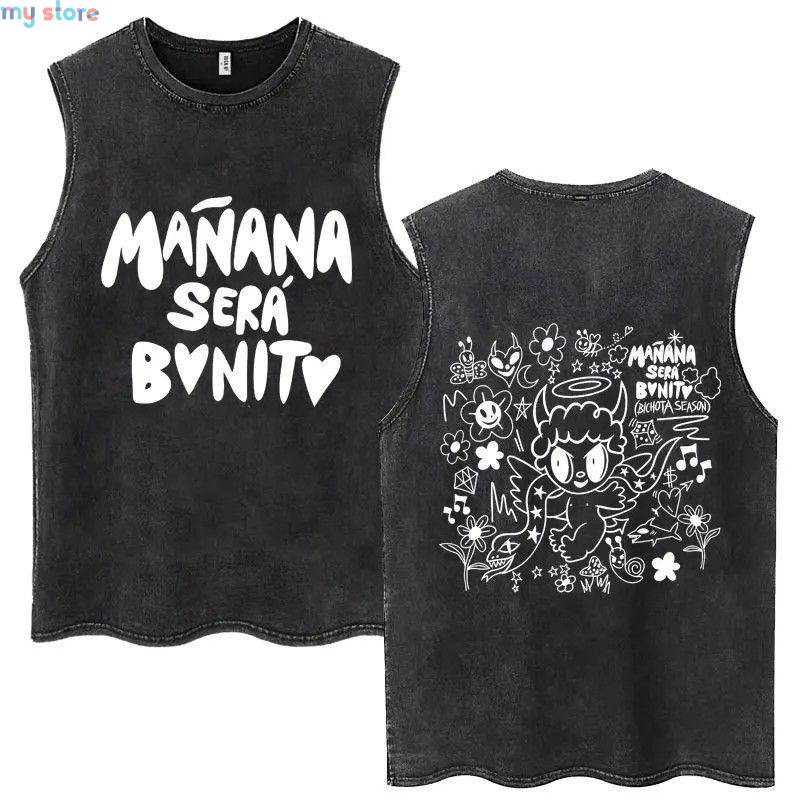 Hot Sale Karol G Bichota Music Album Washed Tank Tops Hip Hop Fashion Men Women Breathable Cozy Cotton Oversized Sleeveless Tees