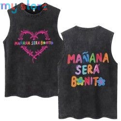 Hot Sale Karol G Bichota Music Album Washed Tank Tops Hip Hop Fashion Men Women Breathable Cozy Cotton Oversized Sleeveless Tees