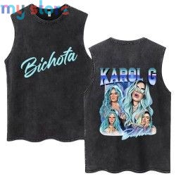 Hot Sale Karol G Bichota Music Album Washed Tank Tops Hip Hop Fashion Men Women Breathable Cozy Cotton Oversized Sleeveless Tees