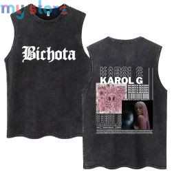 Hot Sale Karol G Bichota Music Album Washed Tank Tops Hip Hop Fashion Men Women Breathable Cozy Cotton Oversized Sleeveless Tees