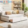 Upholstered bed sofa 90*200 multifunctional bed with 2 large storage drawers and slatted frame, skin-friendly velvet fabric [pro