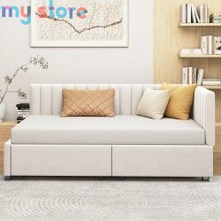 Upholstered bed sofa 90*200 multifunctional bed with 2 large storage drawers and slatted frame, skin-friendly velvet fabric [pro