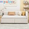 Upholstered bed sofa 90*200 multifunctional bed with 2 large storage drawers and slatted frame, skin-friendly velvet fabric [pro