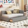 Upholstered bed sofa 90*200 multifunctional bed with 2 large storage drawers and slatted frame, skin-friendly velvet fabric [pro