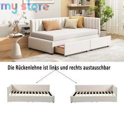 Upholstered bed sofa 90*200 multifunctional bed with 2 large storage drawers and slatted frame, skin-friendly velvet fabric [pro