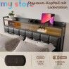 Superaly 140x200cm Upholstered Double Bed, Hydraulic Storage Bed Frame with RGB LED Lights, USB & Type-C Charging Ports, Faux Le