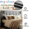 Superaly 160 x 200 cm Queen Size Bed Frame with Hydraulic Storage, Upholstered Bed with Tufted Headboard, Built-in Reading Light