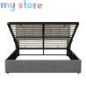 Superaly 160 x 200 cm Queen Size Bed Frame with Hydraulic Storage, Upholstered Bed with Tufted Headboard, Built-in Reading Light