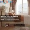 Superaly 140x200cm Upholstered Wingback Bed with Linen Fabric, Queen Bed Frame with Channel Tufted Headboard, Beige, No Box Spri