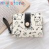 New Cat PU Leather Coin Purse Women Fashion Short Wallet Folding Zipper Wallet ID Card Holder Travel Lightweight Cash Coin Bags 