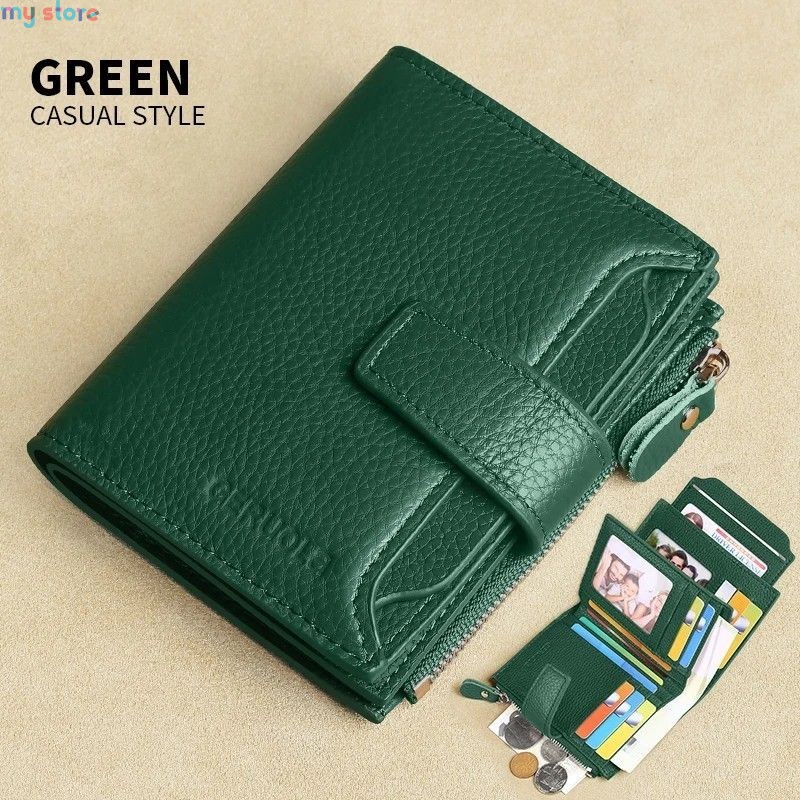 GERUOLA Men's Genuine Leather Wallet, Vintage RFID Blocking Anti-Theft Folding Wallet, ID Window, Coin Pocket, and Zipper Closur