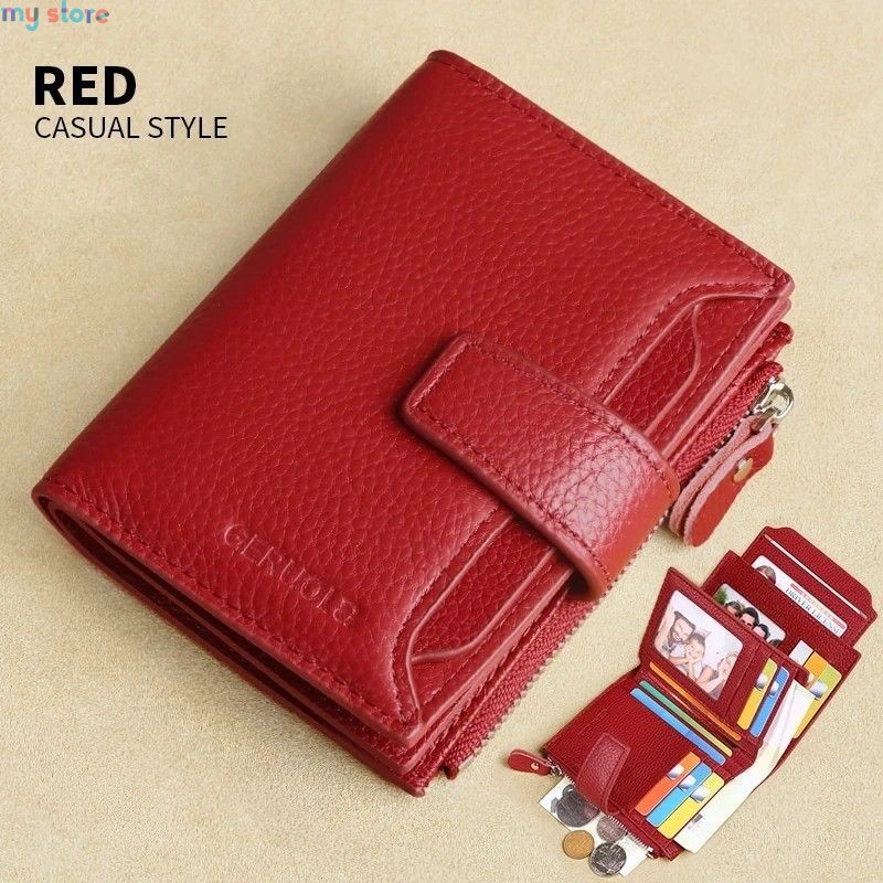 GERUOLA Men's Genuine Leather Wallet, Vintage RFID Blocking Anti-Theft Folding Wallet, ID Window, Coin Pocket, and Zipper Closur