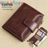 GERUOLA Men's Genuine Leather Wallet, Vintage RFID Blocking Anti-Theft Folding Wallet, ID Window, Coin Pocket, and Zipper Closur