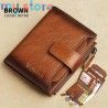 GERUOLA Men's Genuine Leather Wallet, Vintage RFID Blocking Anti-Theft Folding Wallet, ID Window, Coin Pocket, and Zipper Closur