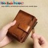 GERUOLA Men's Genuine Leather Wallet, Vintage RFID Blocking Anti-Theft Folding Wallet, ID Window, Coin Pocket, and Zipper Closur
