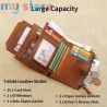 GERUOLA Men's Genuine Leather Wallet, Vintage RFID Blocking Anti-Theft Folding Wallet, ID Window, Coin Pocket, and Zipper Closur