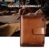 GERUOLA Men's Genuine Leather Wallet, Vintage RFID Blocking Anti-Theft Folding Wallet, ID Window, Coin Pocket, and Zipper Closur