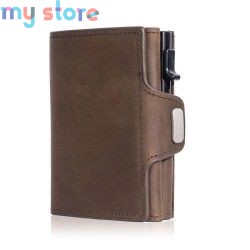 Pop-up Slim RFID Card Holder for Men Minimalist Leather Credit Card Wallet with Coin Purse and Cash Slot Travel Small Purse [pro