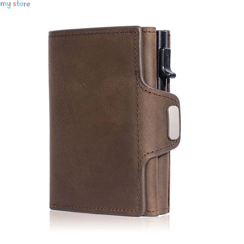 Pop-up Slim RFID Card Holder for Men Minimalist Leather Credit Card Wallet with Coin Purse and Cash Slot Travel Small Purse [pro
