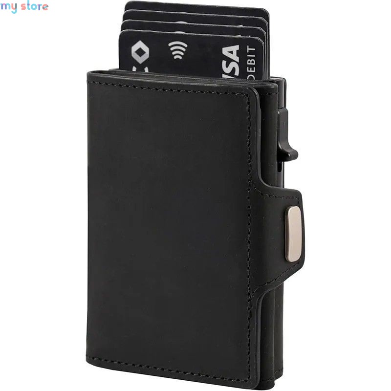 Pop-up Slim RFID Card Holder for Men Minimalist Leather Credit Card Wallet with Coin Purse and Cash Slot Travel Small Purse [pro