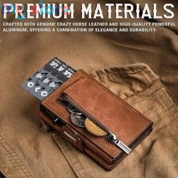 Pop-up Slim RFID Card Holder for Men Minimalist Leather Credit Card Wallet with Coin Purse and Cash Slot Travel Small Purse [pro