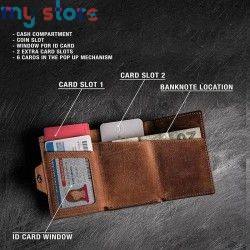 Pop-up Slim RFID Card Holder for Men Minimalist Leather Credit Card Wallet with Coin Purse and Cash Slot Travel Small Purse [pro
